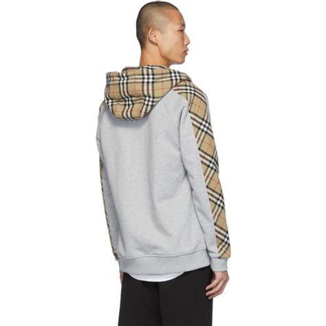 burberry grey check panel kurke hoodie|Burberry: Grey Check Panel Kurke Hoodie .